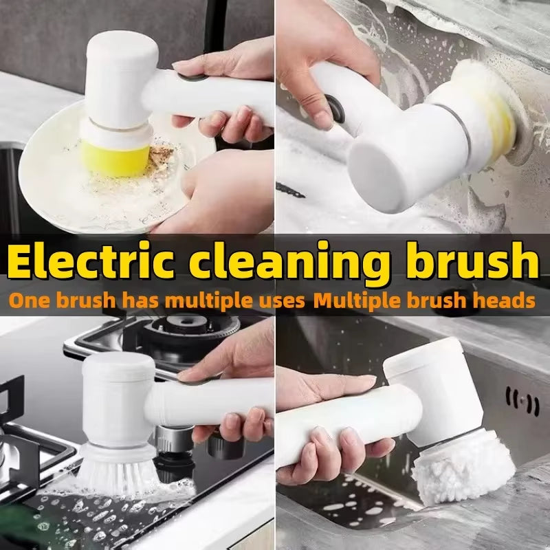 5-in-1 Electric Cleaning Brush – Scrub Less, Clean More